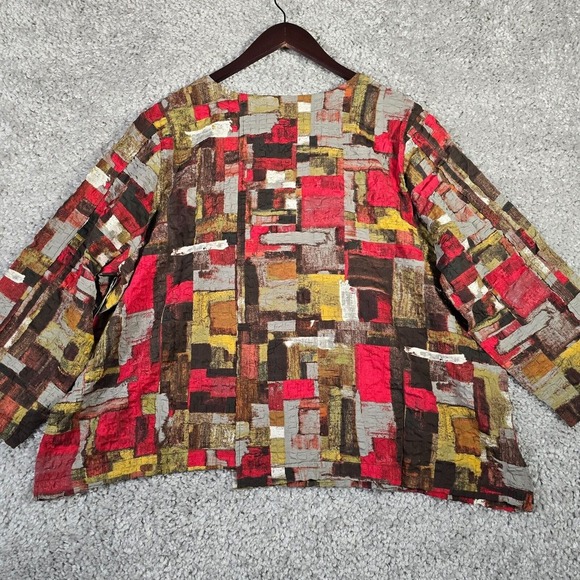 Habitat Top Womens XXL Pullover 3/4 Sleeve Pucker‎ Weave Abstract Artsy Shirt - Picture 10 of 14